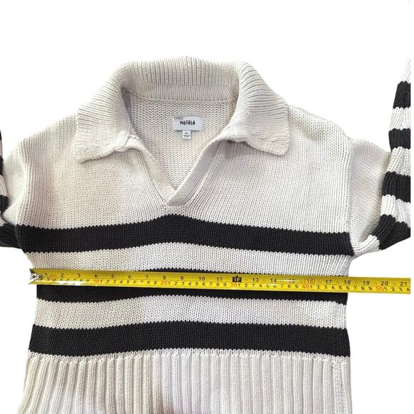 Pistola Arlo Polo Cropped Chunky Knit Sweater Size XS Striped Boxy Comfy Preppy - Picture 11 of 14